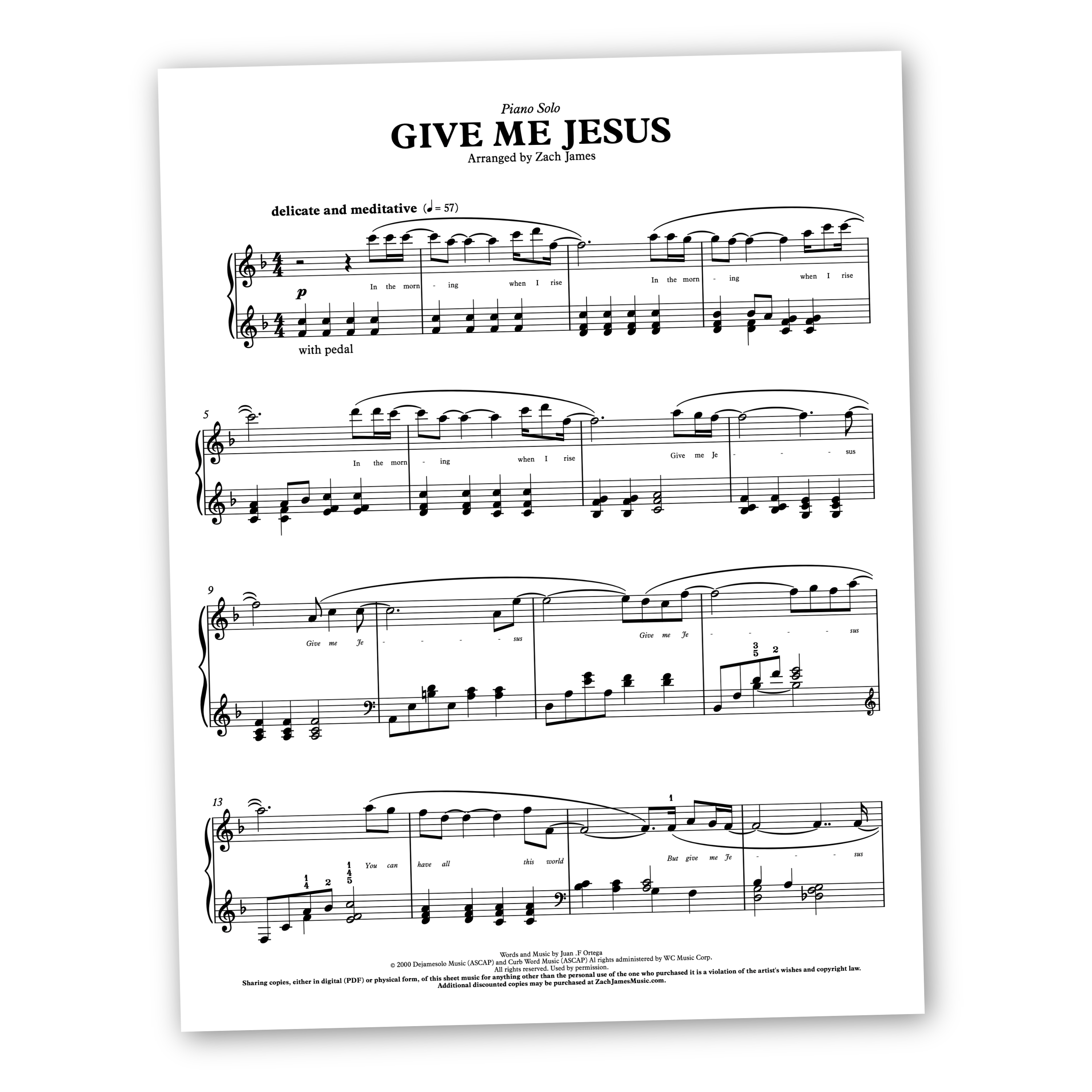 Give Me Jesus - Piano Solo – Zach James Music