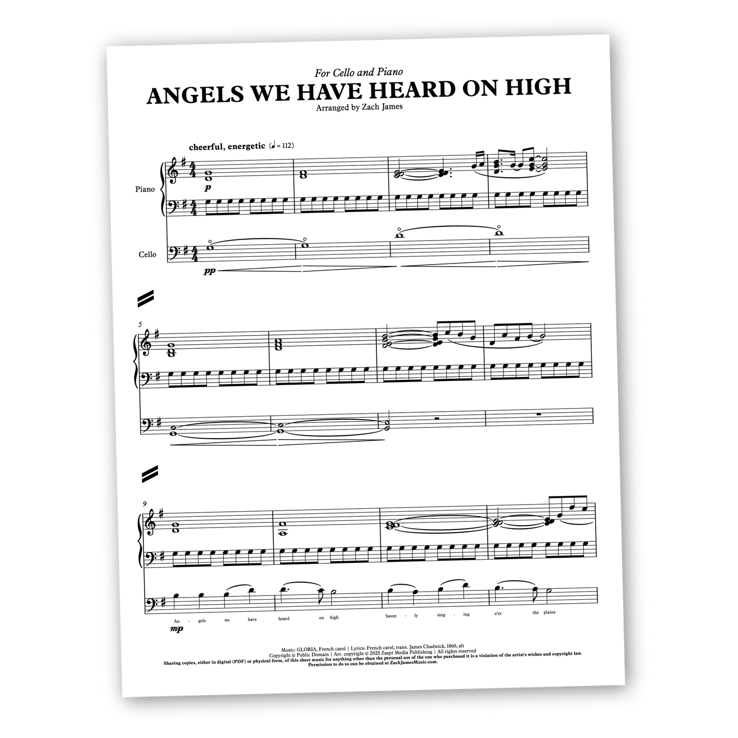 Angels We Have Heard On High (piano/cello duet)