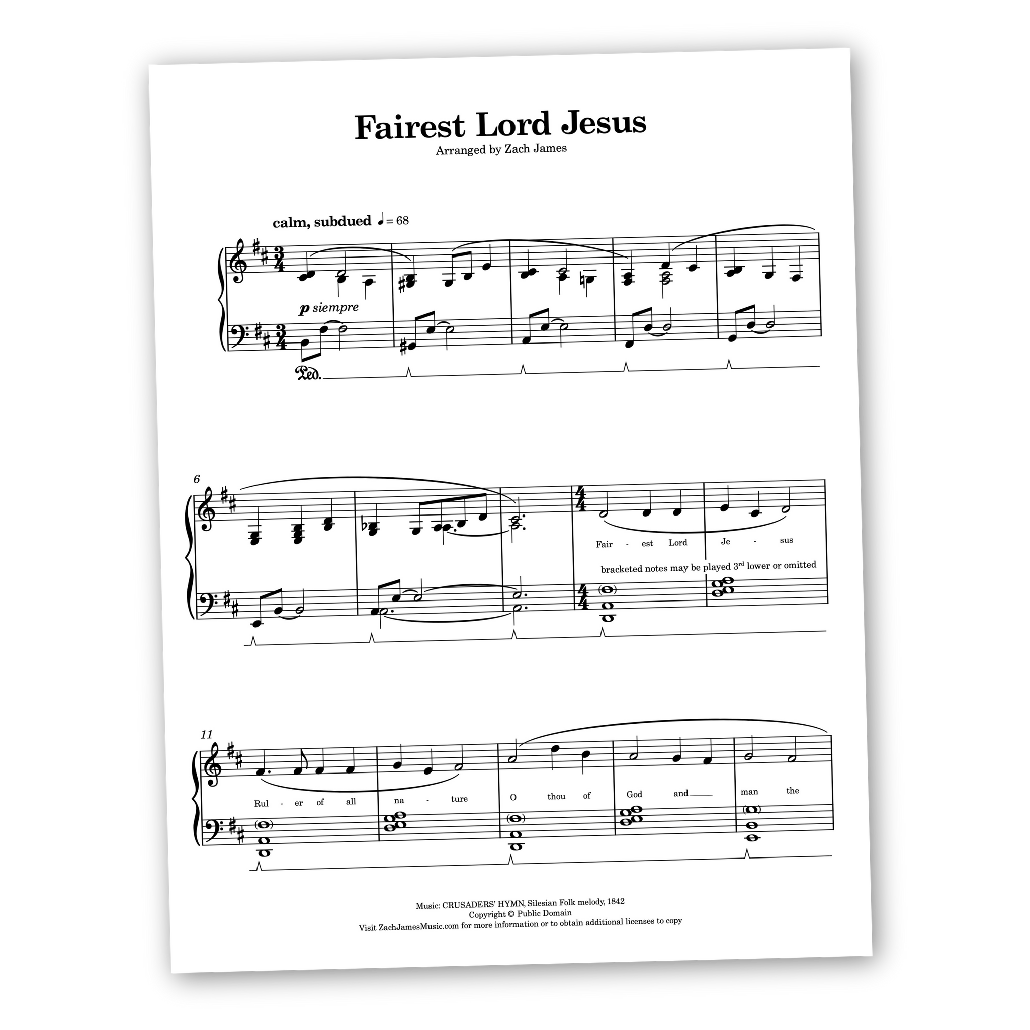 Fairest Lord Jesus - Sheet Music