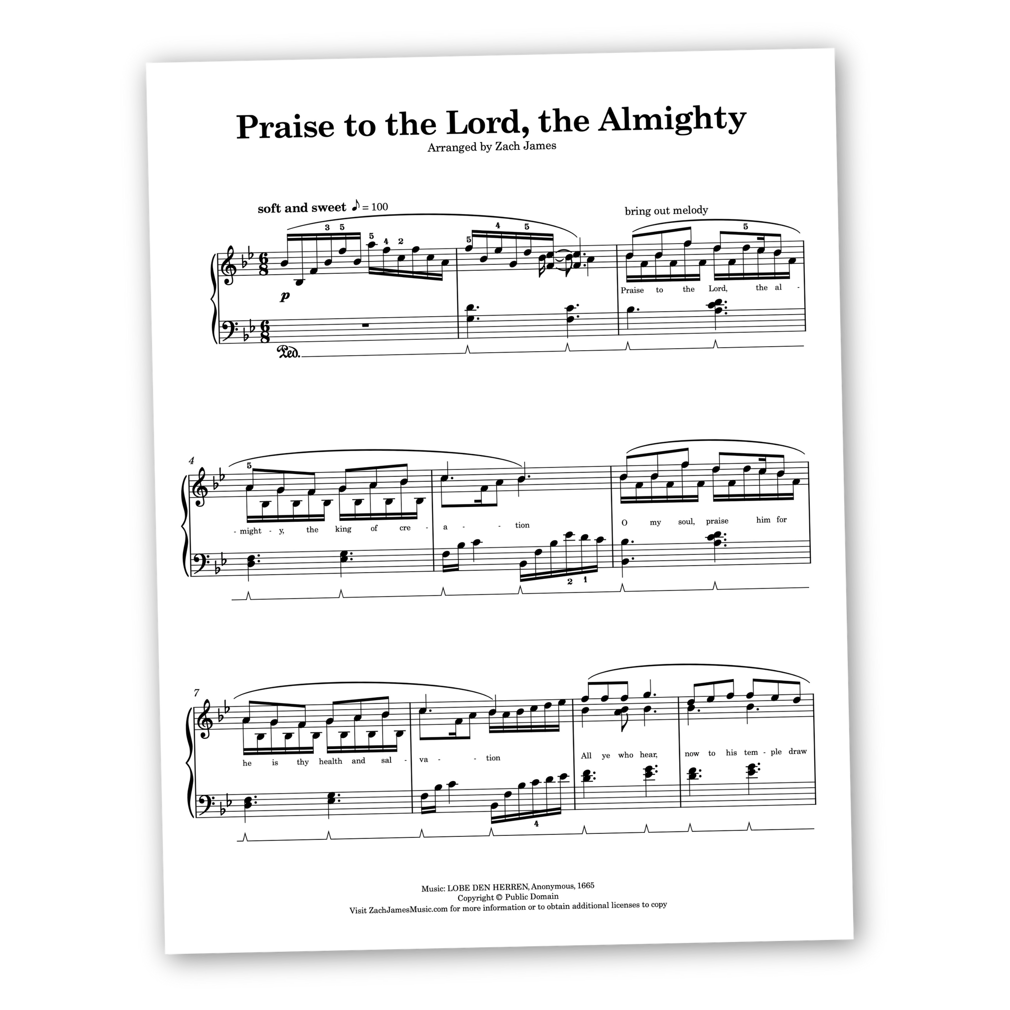 Praise to the Lord, the Almighty - Sheet Music