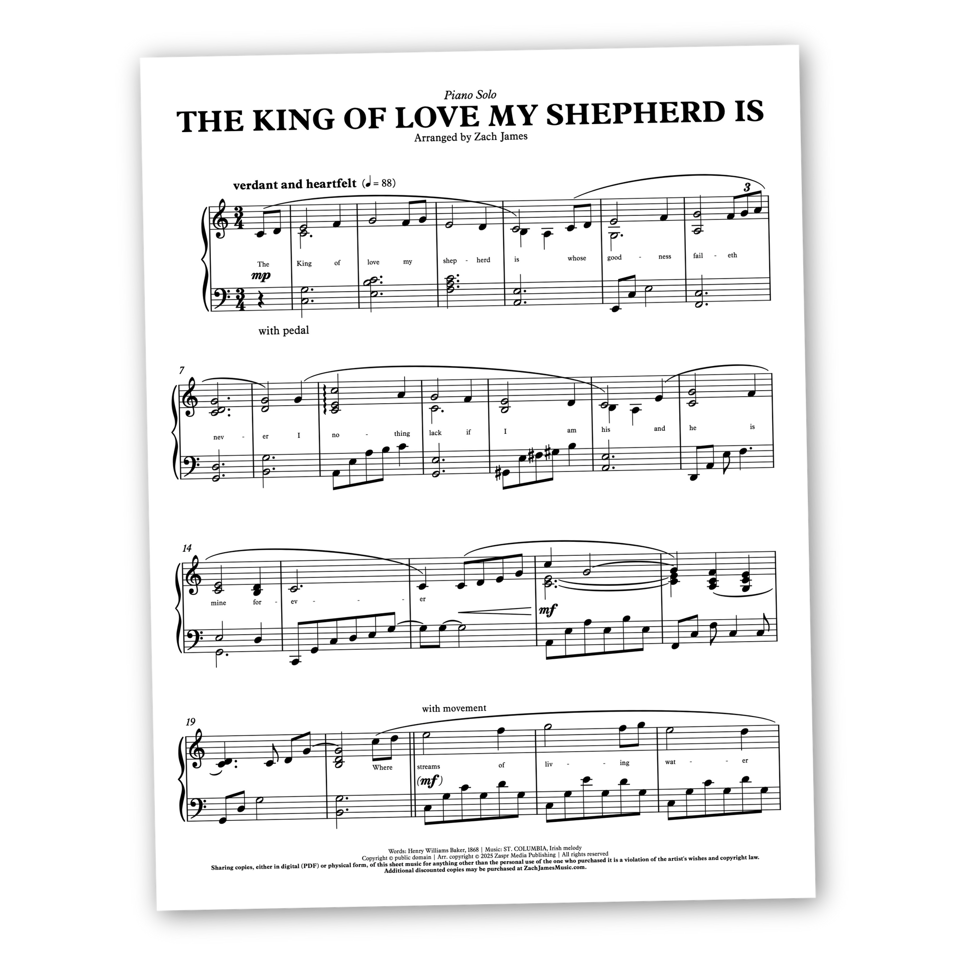 The King of Love My Shepherd Is - Piano Solo – Zach James Music