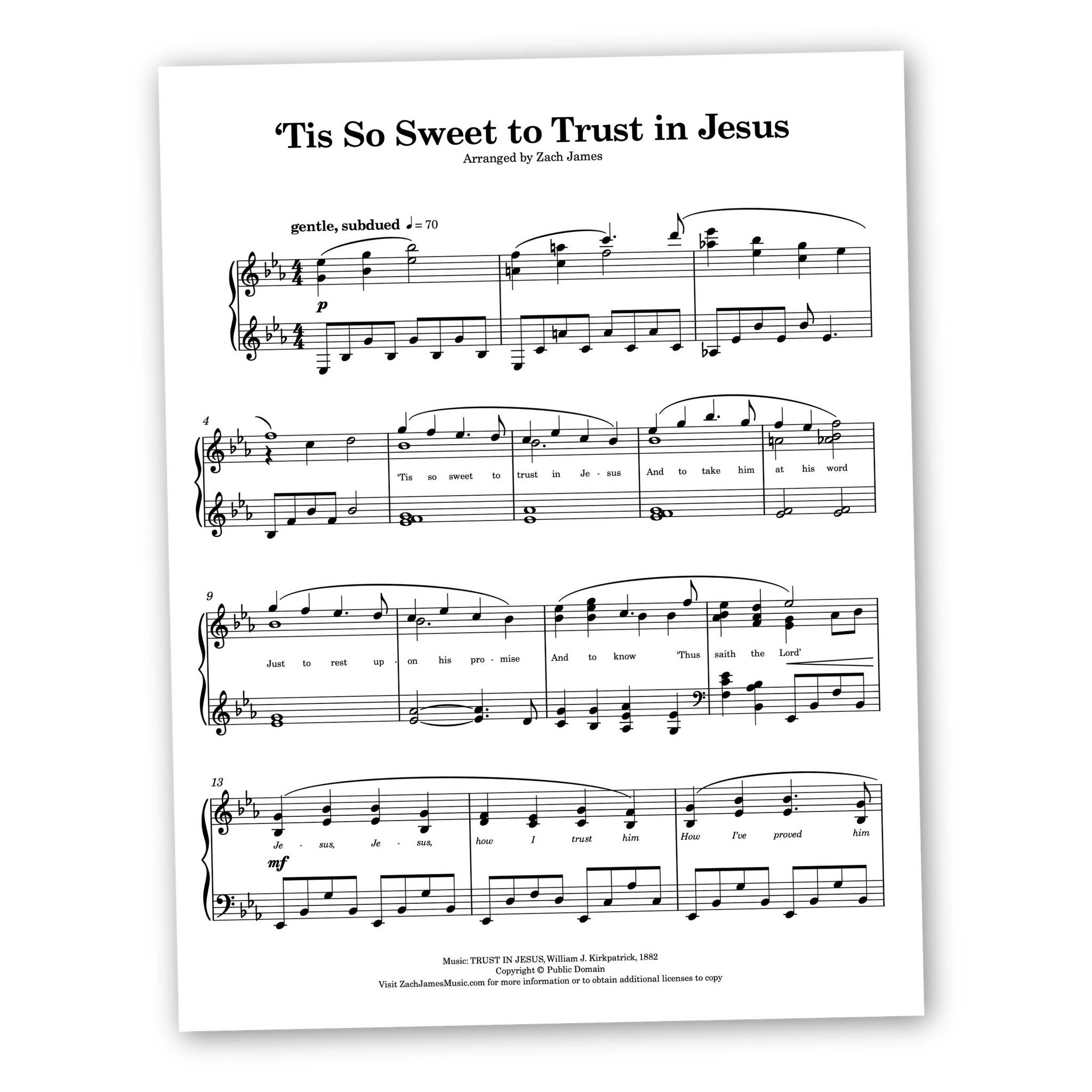 'Tis So Sweet to Trust in Jesus - Sheet Music