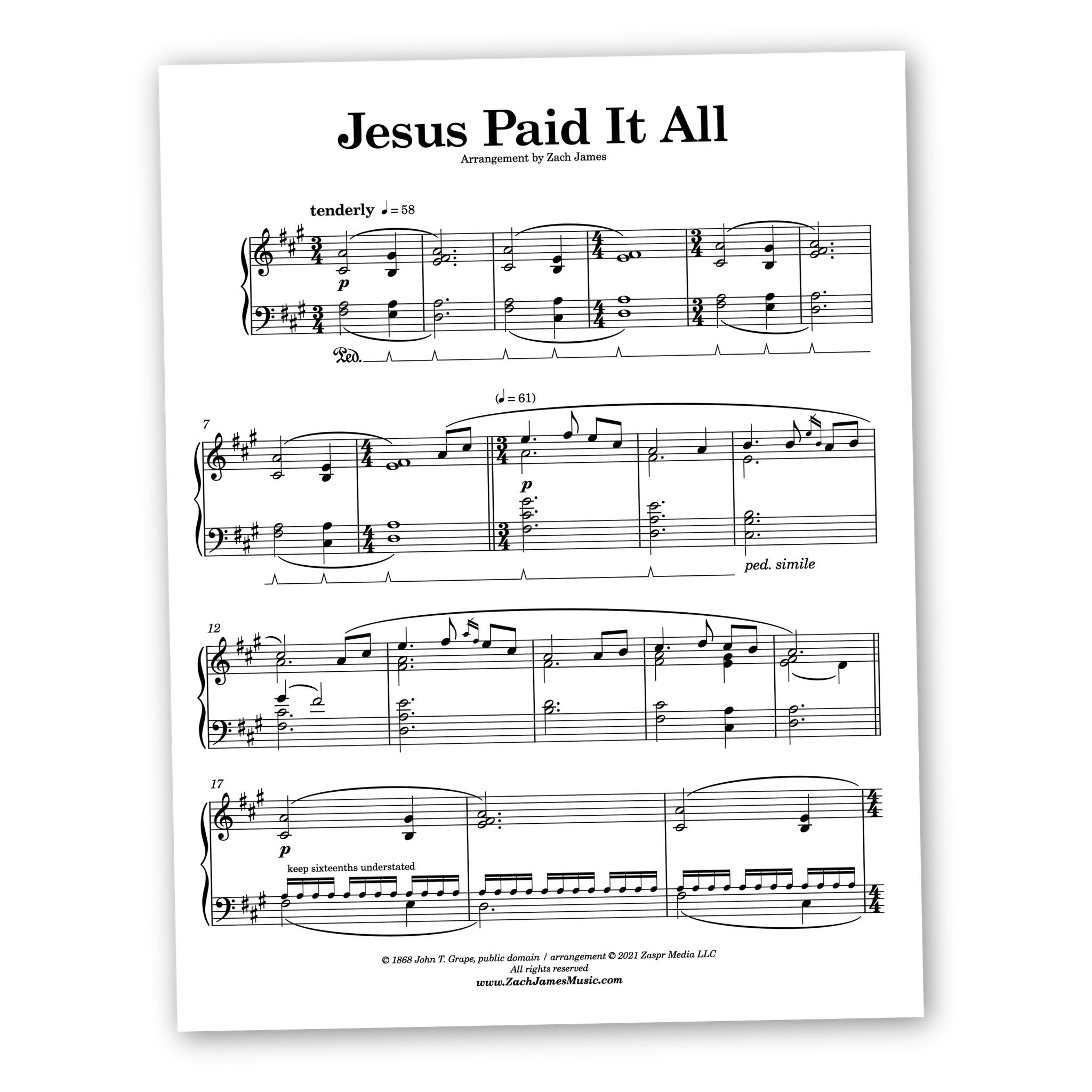 Jesus Paid It All - Sheet Music